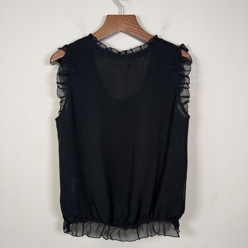 Old Navy Black Sleeveless Sheer Ruffled Hem Blouse XL - Picture 2 of 8